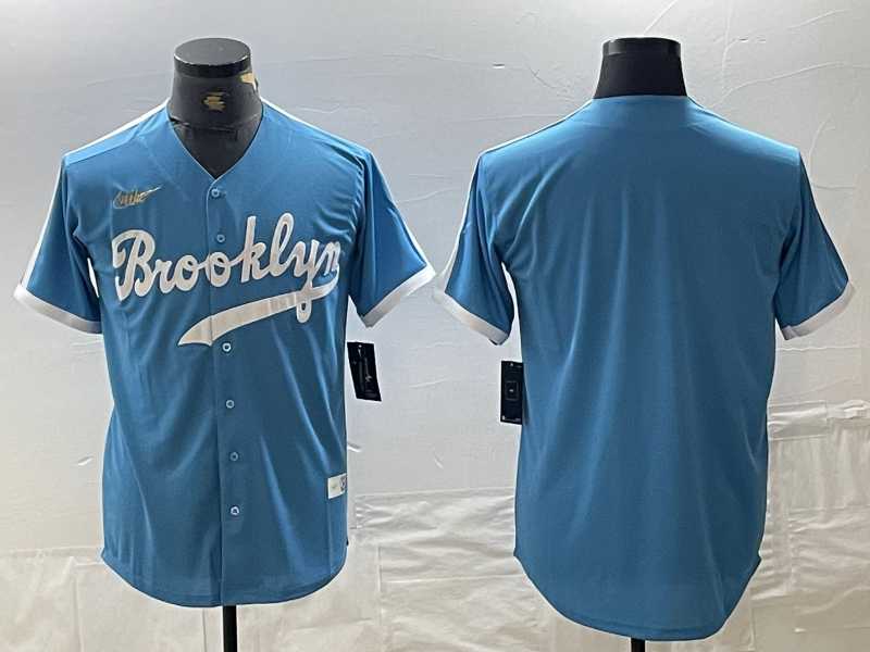 Men%27s Los Angeles Dodgers Blank Light Blue Throwback Cool Base Stitched Baseball Jersey->new york mets->MLB Jersey